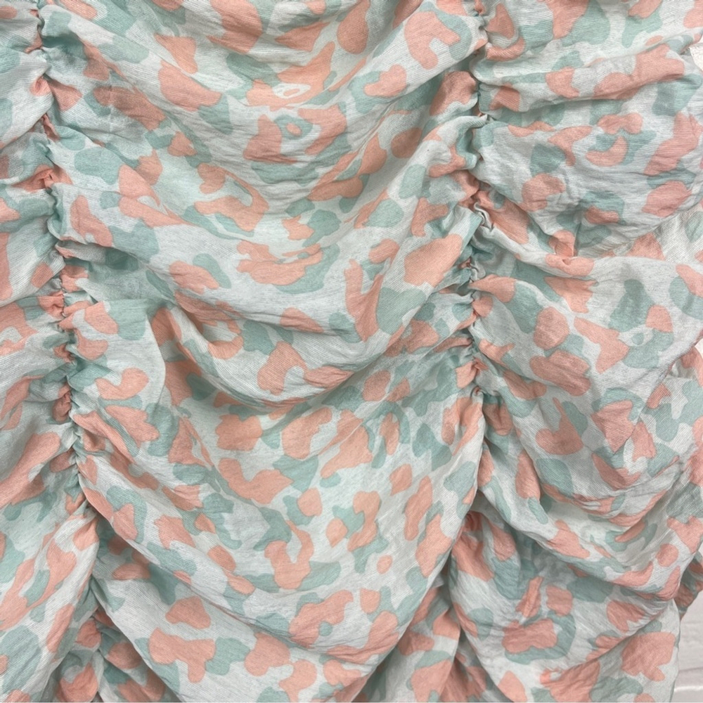 Runaway The Label Mini Dress Ruched Pink and teal Leopard Dress XL / 10 Cute - Picture 9 of 12